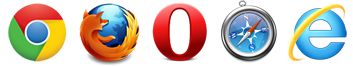 Chrome, Firefox, Opera, Safari, Internet Explorer